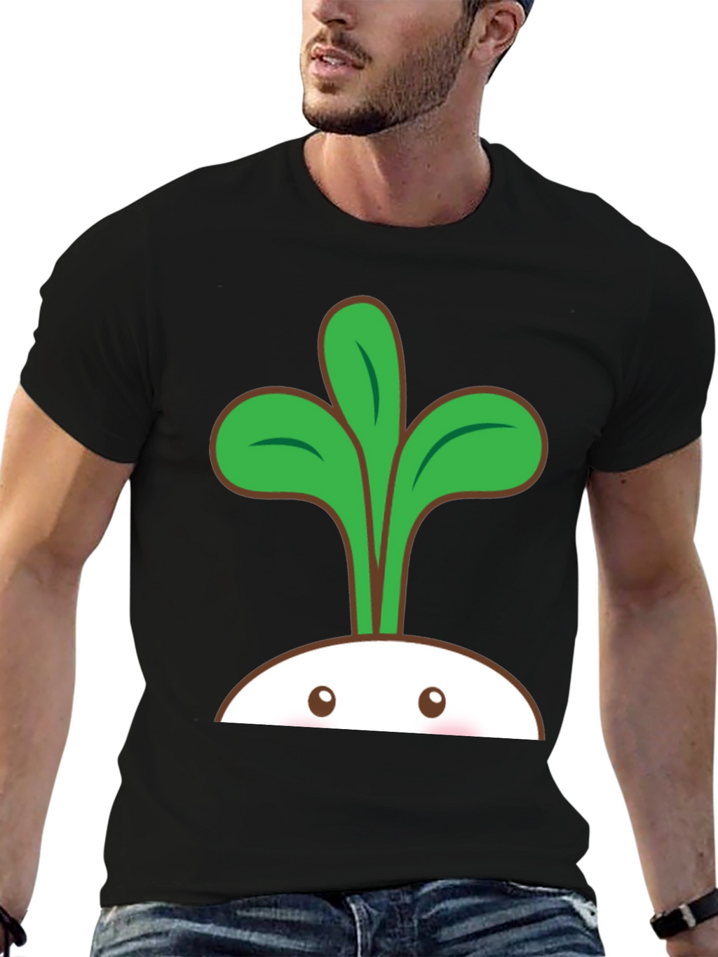 Cute Sprout Graphic T-Shirt - Black