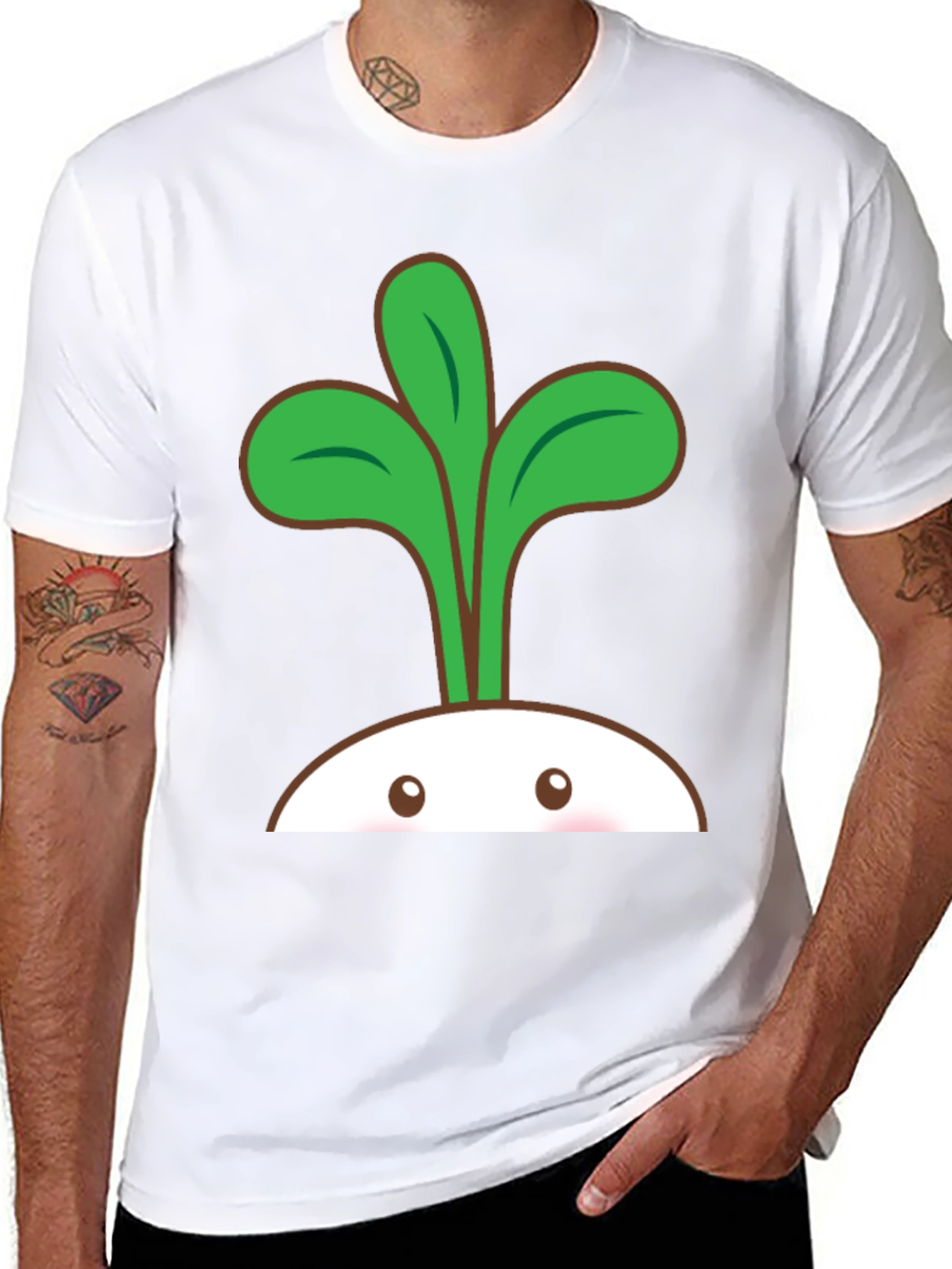 Cute Sprout Graphic T-Shirt - Black