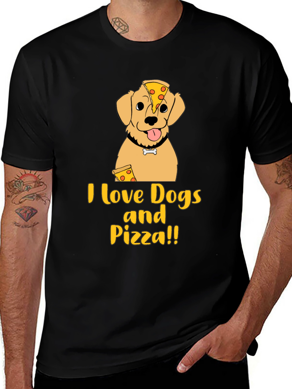 I Love Dogs and Pizza Graphic T-Shirt