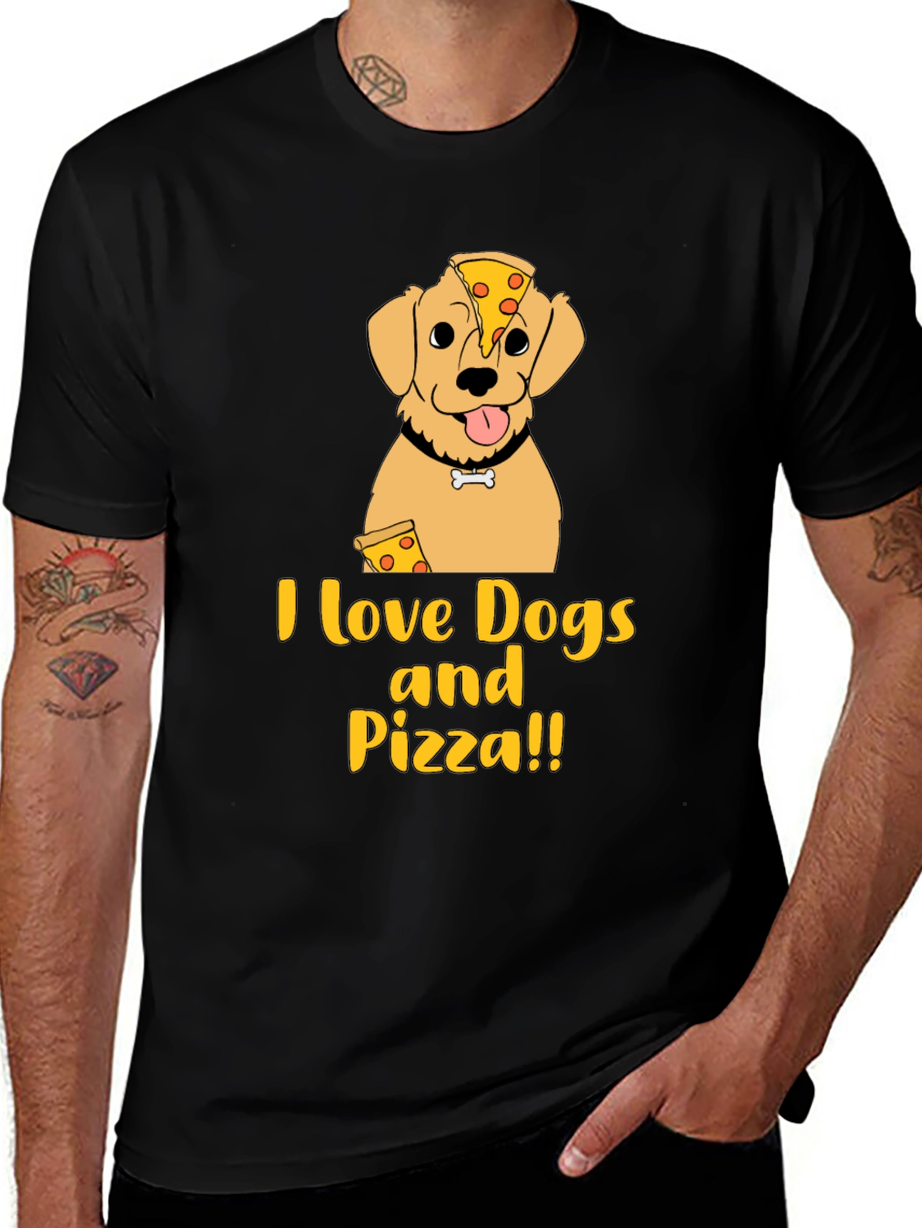 I Love Dogs and Pizza Graphic T-Shirt
