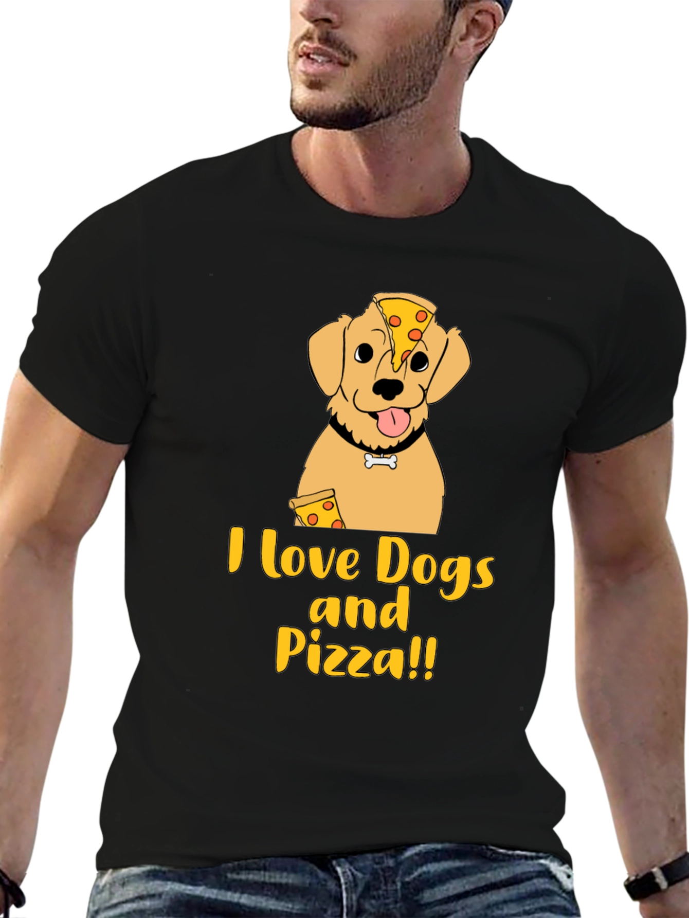 I Love Dogs and Pizza Graphic T-Shirt
