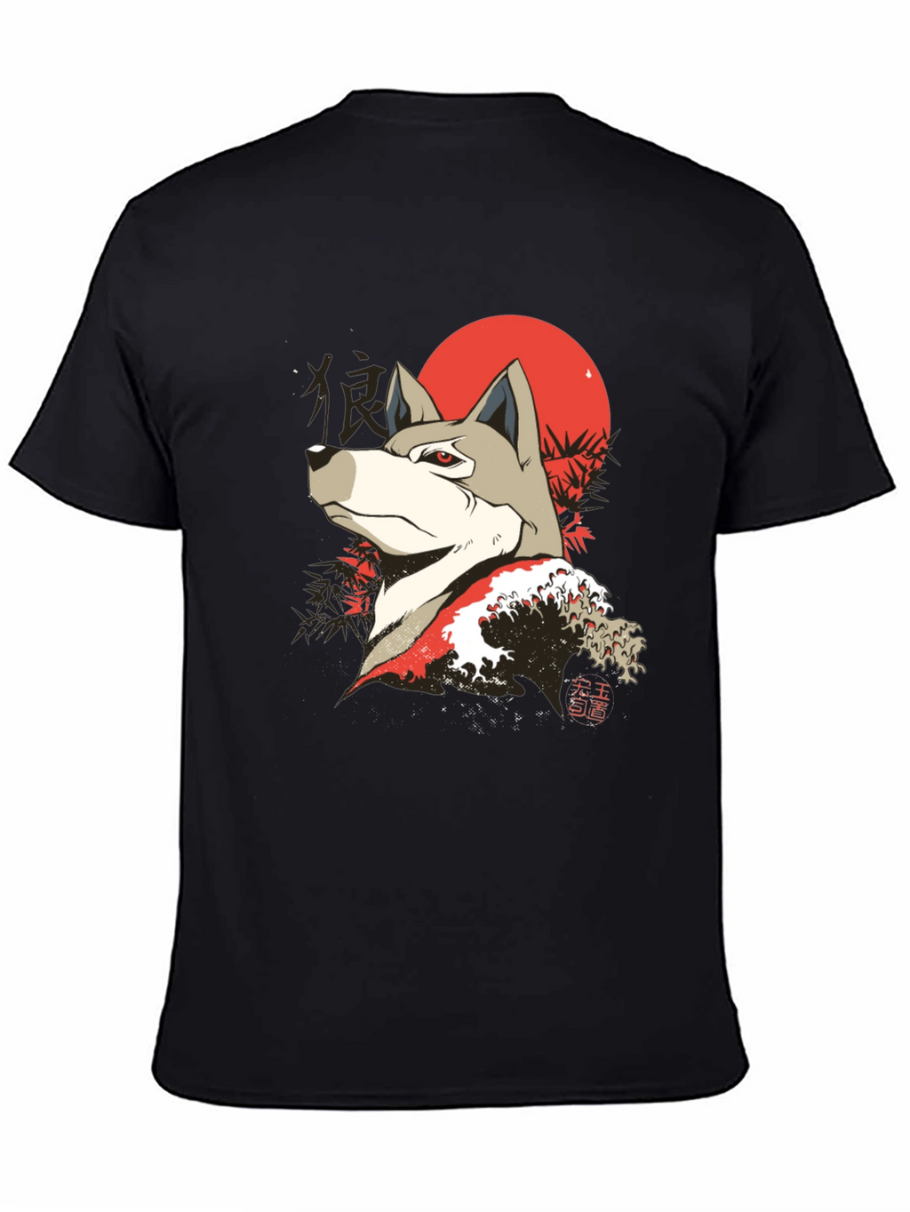 Wolf T-Shirt - Japanese Wave Design