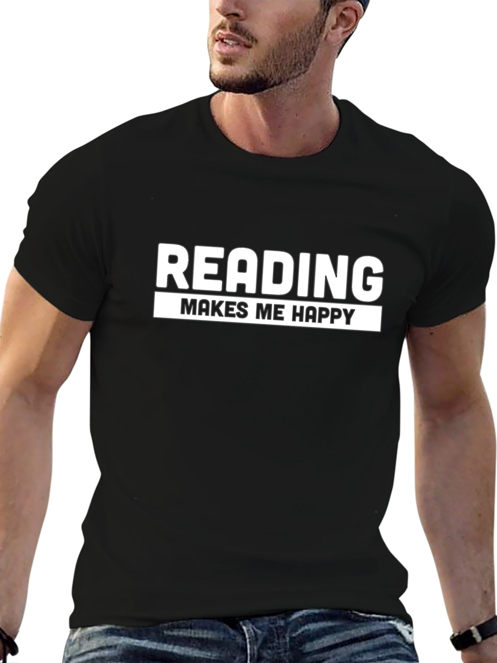 Reading Makes Me Happy Black T-Shirt