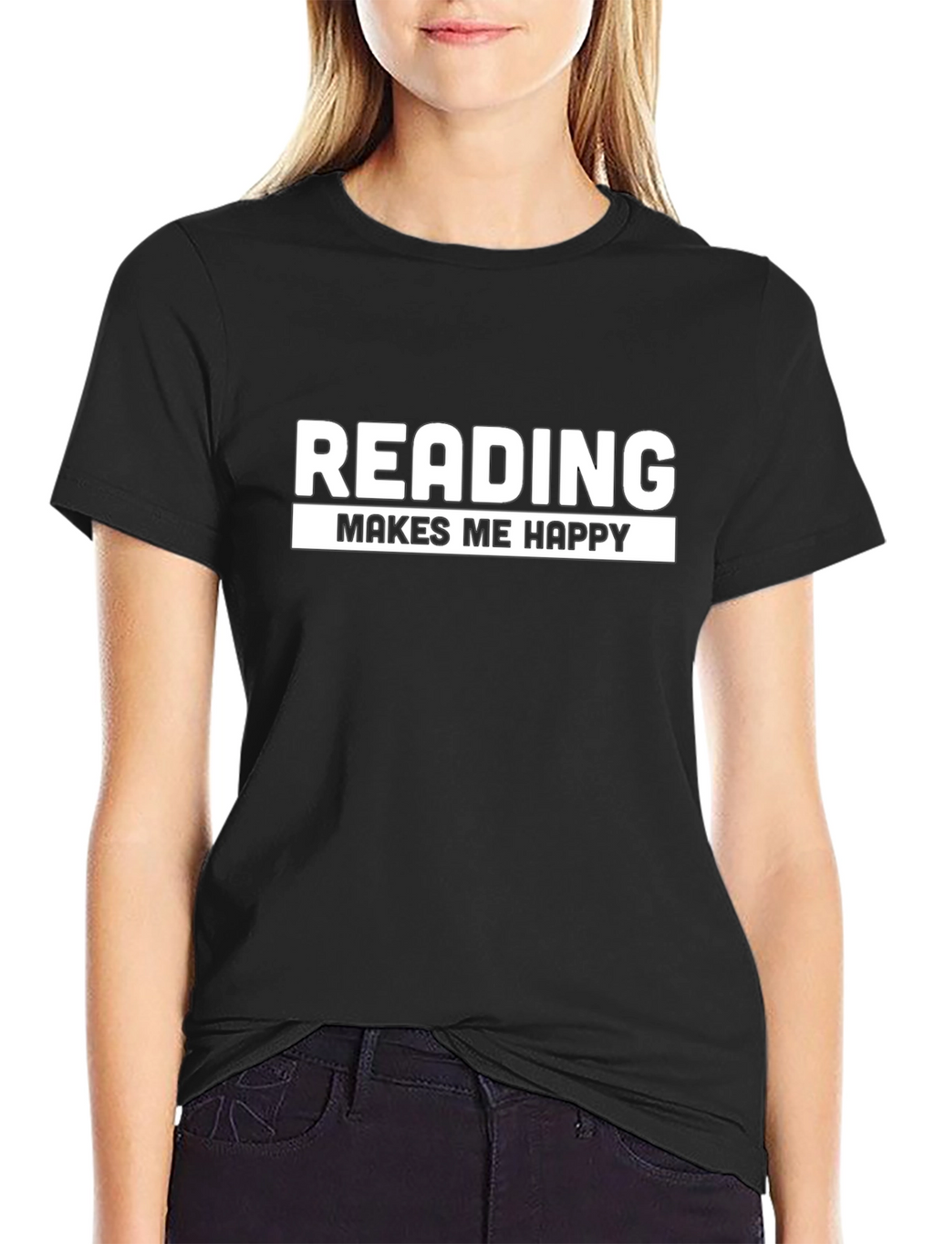 Reading Makes Me Happy Black T-Shirt