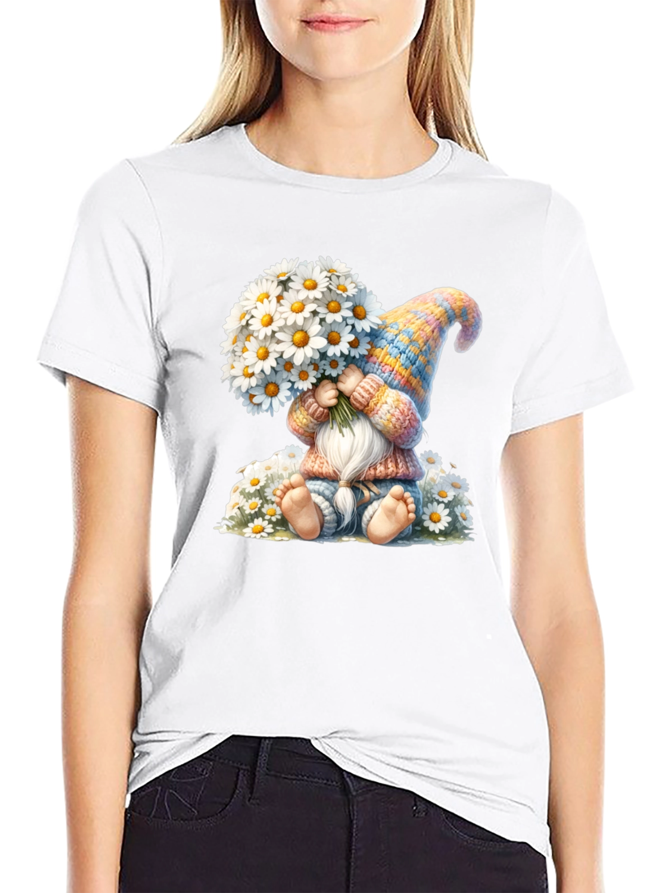 Cute Gnome with Daisies T-Shirt