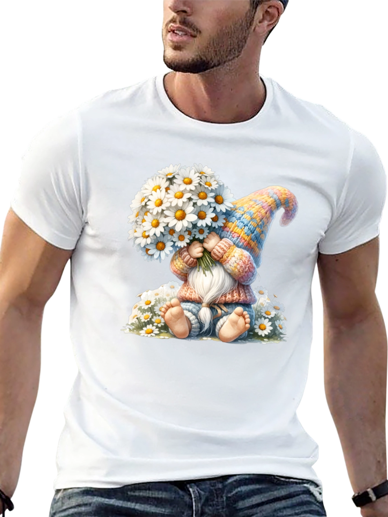 Cute Gnome with Daisies T-Shirt