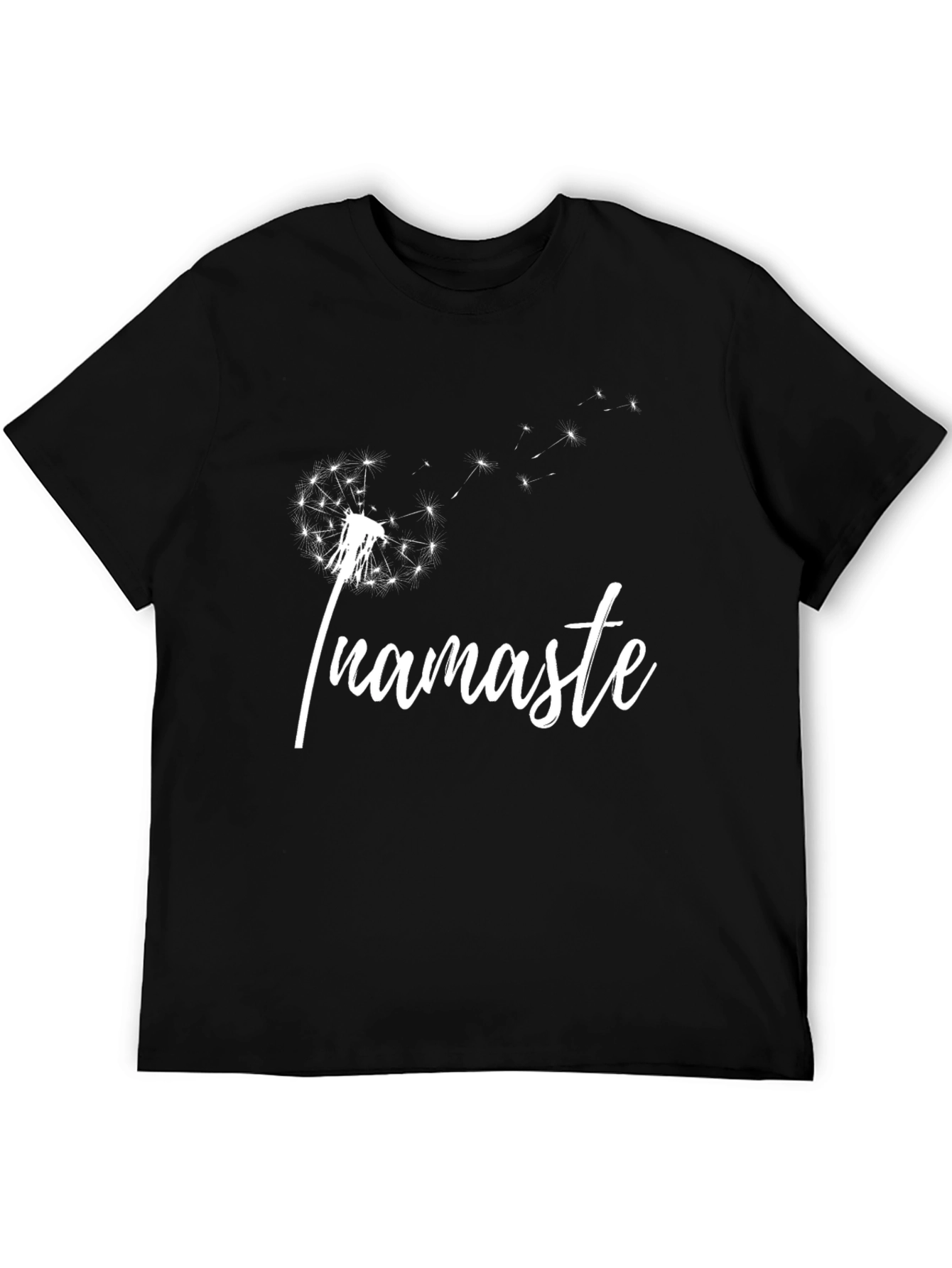 Namaste Dandelion Graphic Tee - Black Cotton T-Shirt