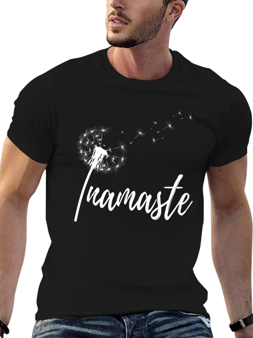 Namaste Dandelion Graphic Tee - Black Cotton T-Shirt