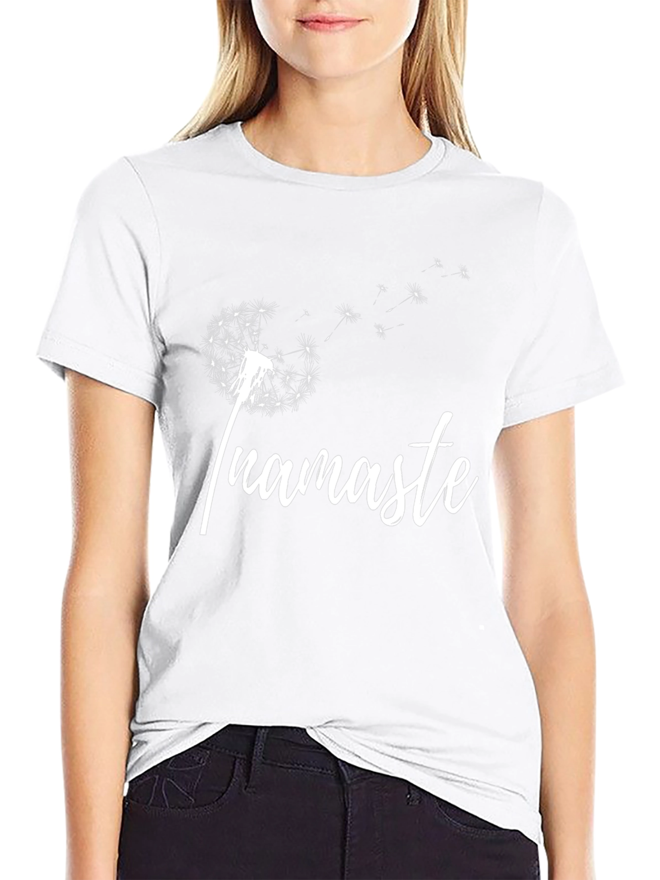 Namaste Dandelion Graphic Tee - Black Cotton T-Shirt