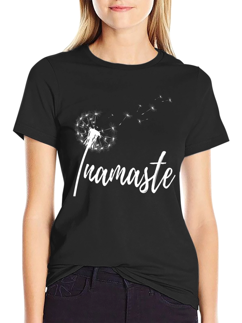 Namaste Dandelion Graphic Tee - Black Cotton T-Shirt