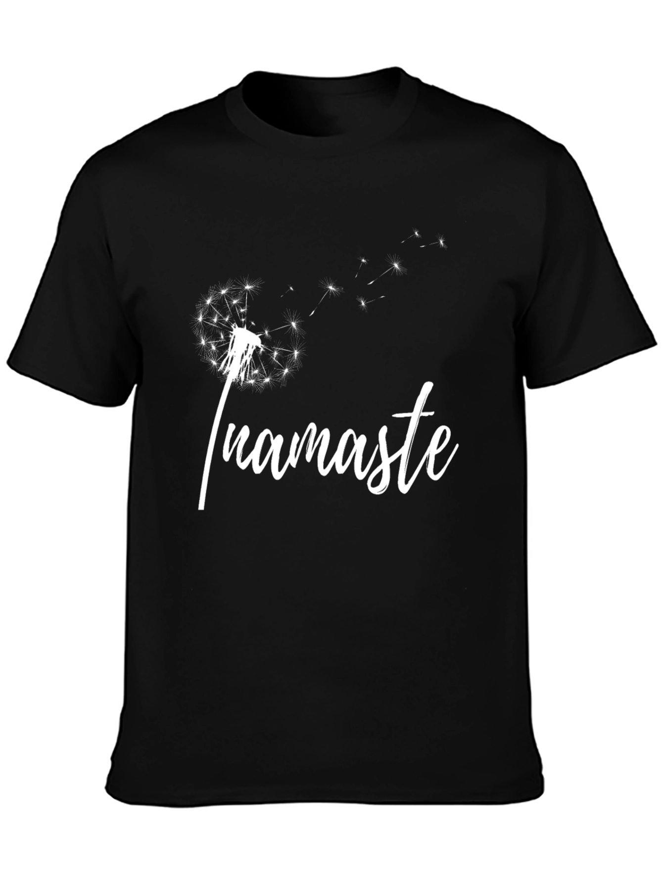 Namaste Dandelion Graphic Tee - Black Cotton T-Shirt