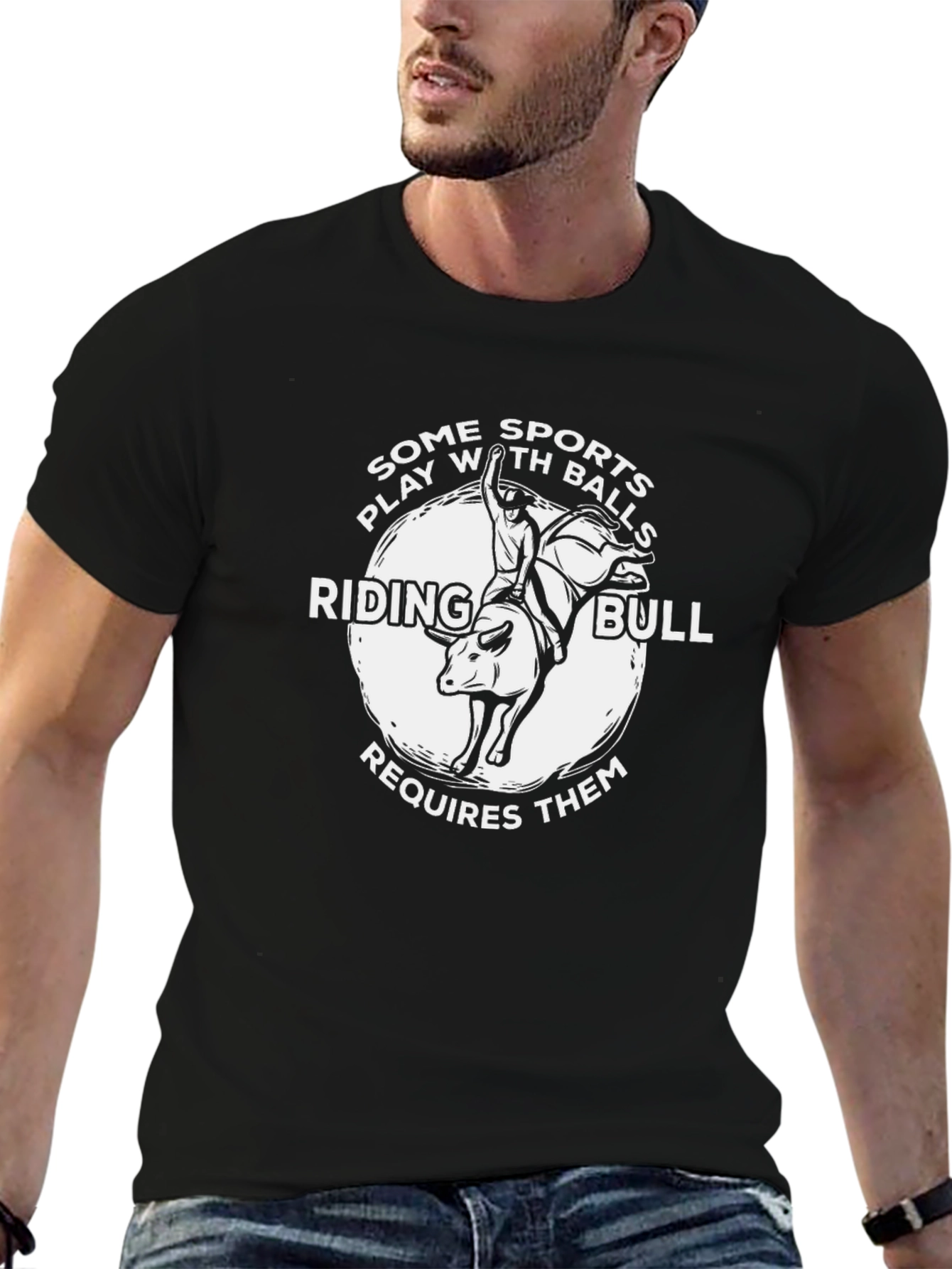 Riding Bull Graphic T-Shirt Novelty Tee