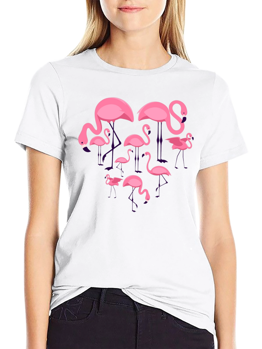 Flamingo Graphic Tee - Black Crew Neck