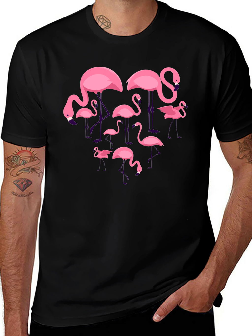 Flamingo Graphic Tee - Black Crew Neck