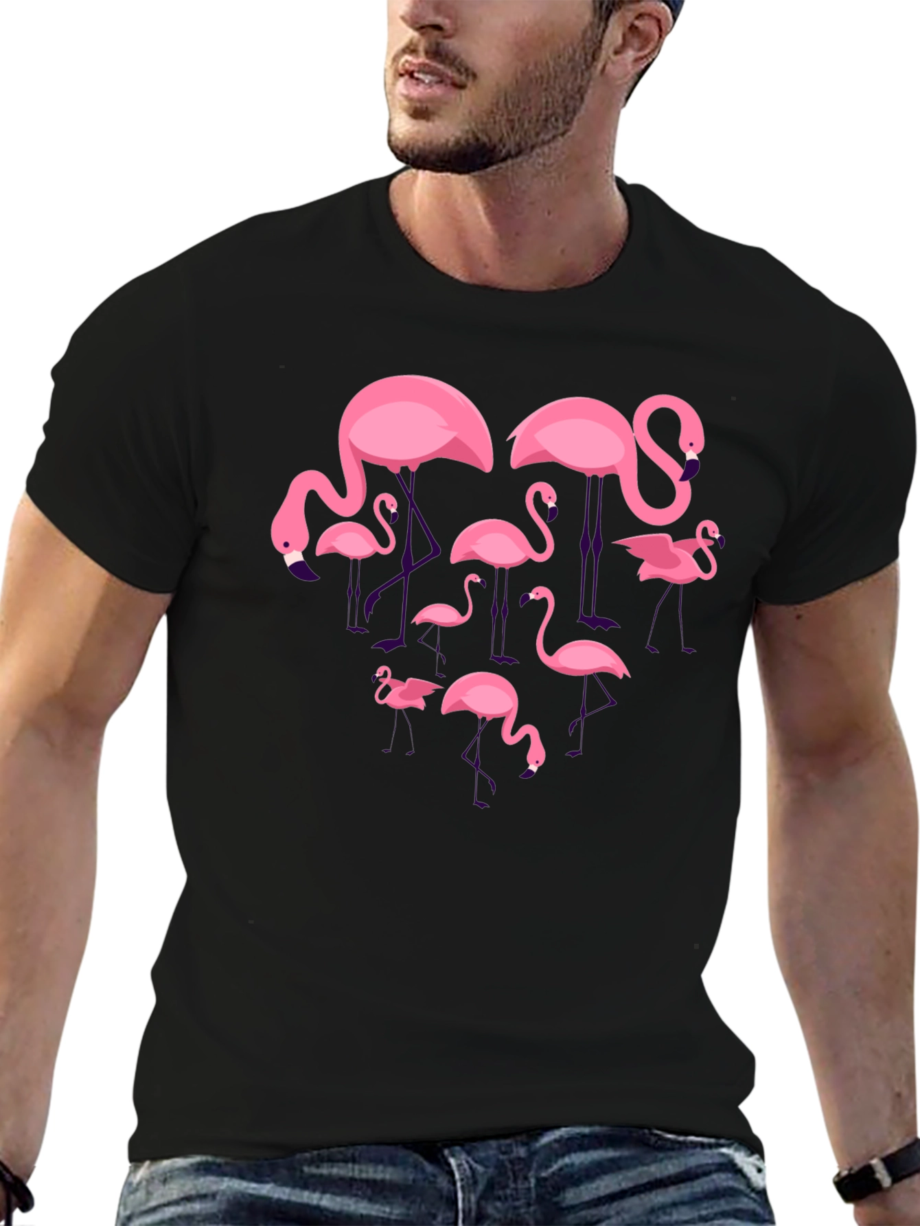 Flamingo Graphic Tee - Black Crew Neck