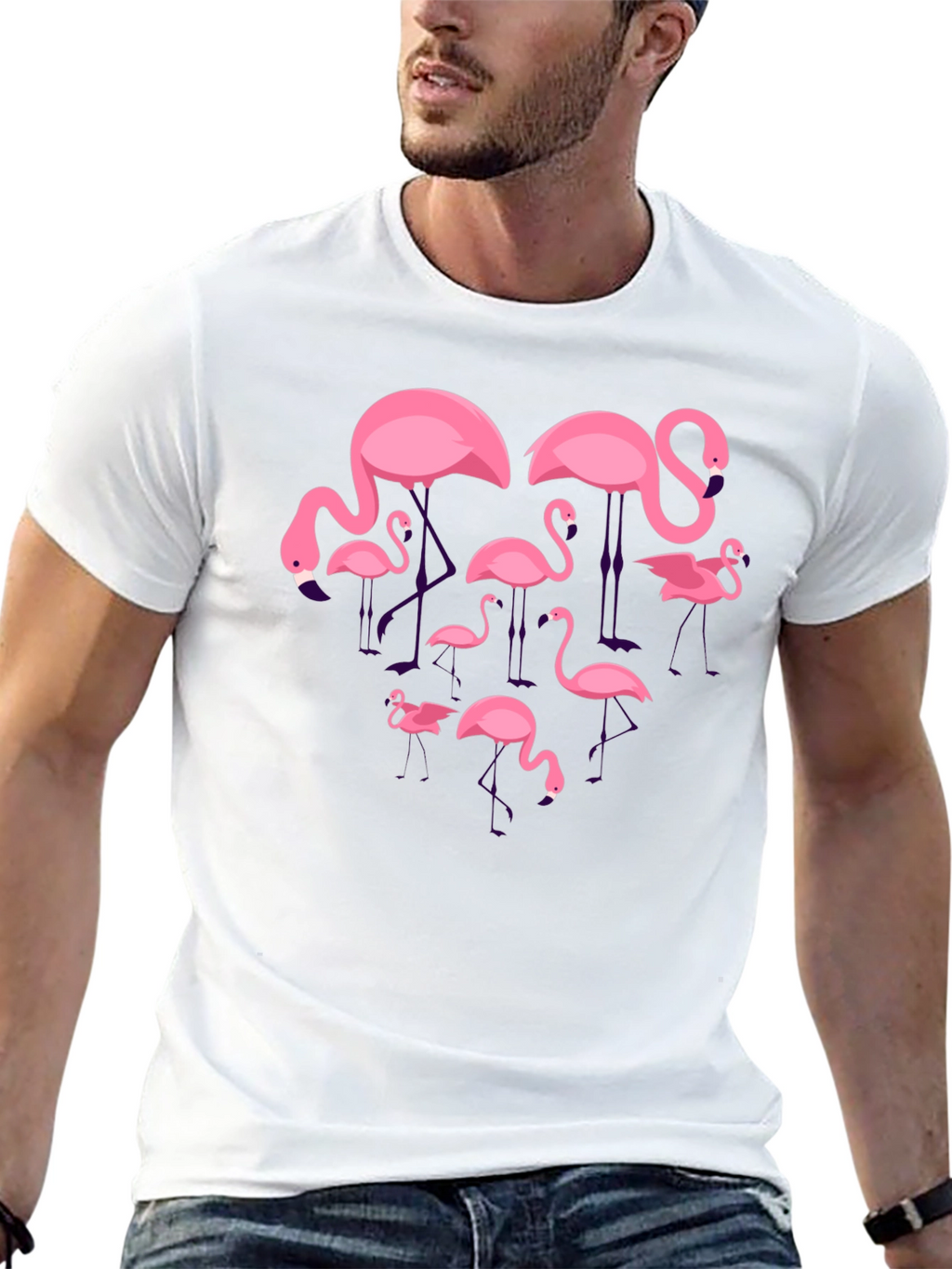 Flamingo Graphic Tee - Black Crew Neck