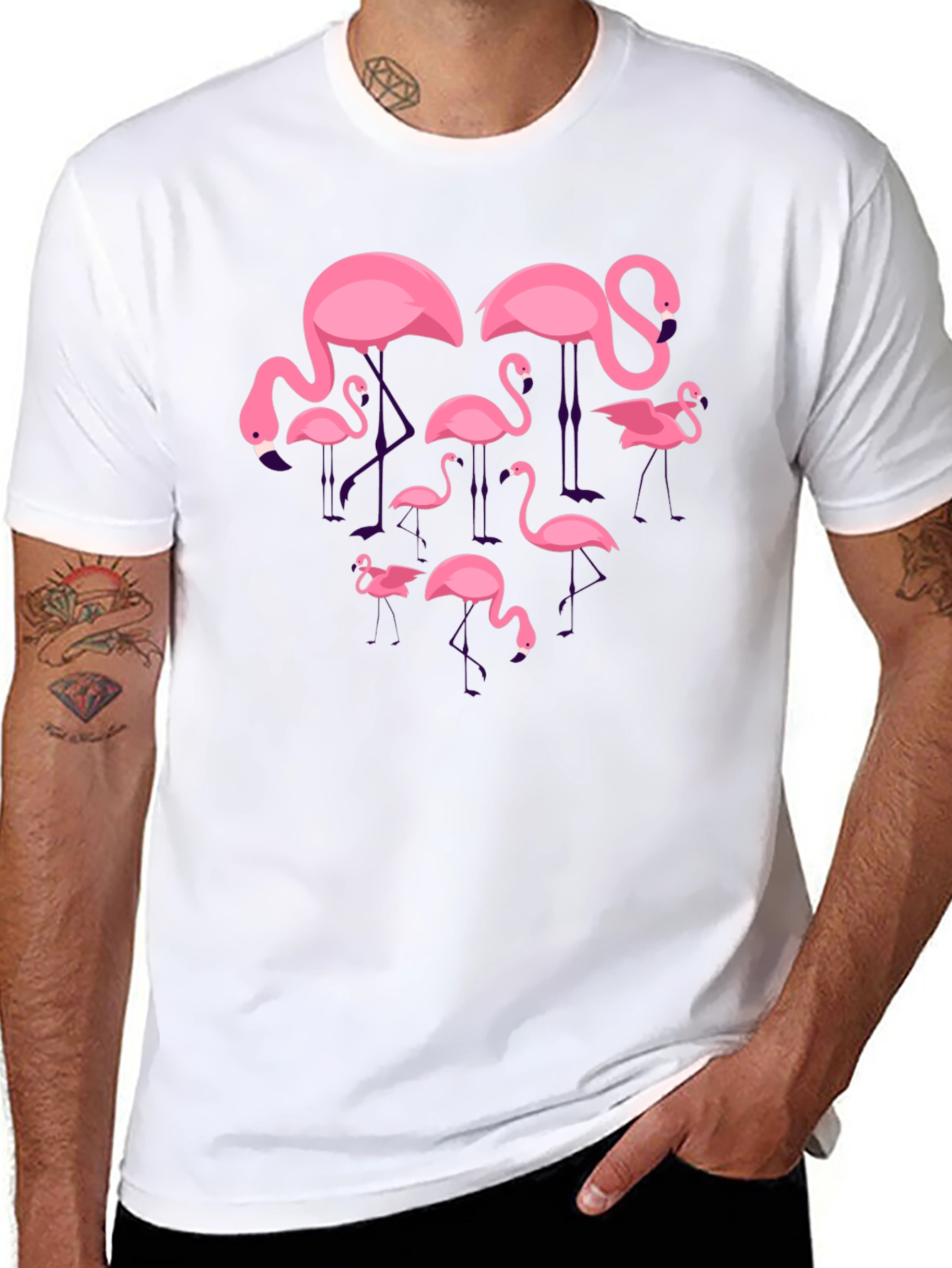 Flamingo Graphic Tee - Black Crew Neck