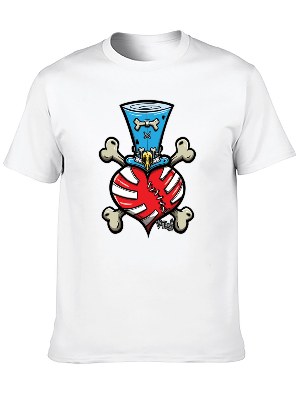 Skull Heart Bones Top Hat Tee