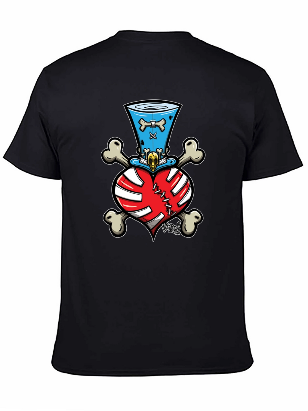 Skull Heart Bones Top Hat Tee
