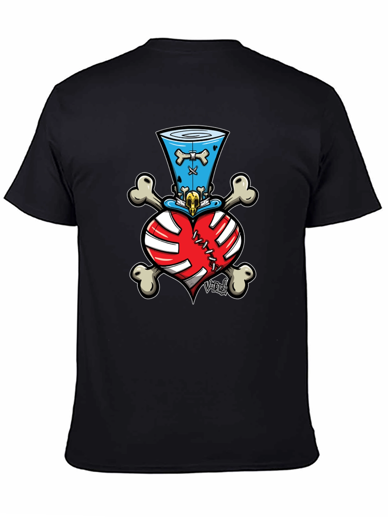 Skull Heart Bones Top Hat Tee