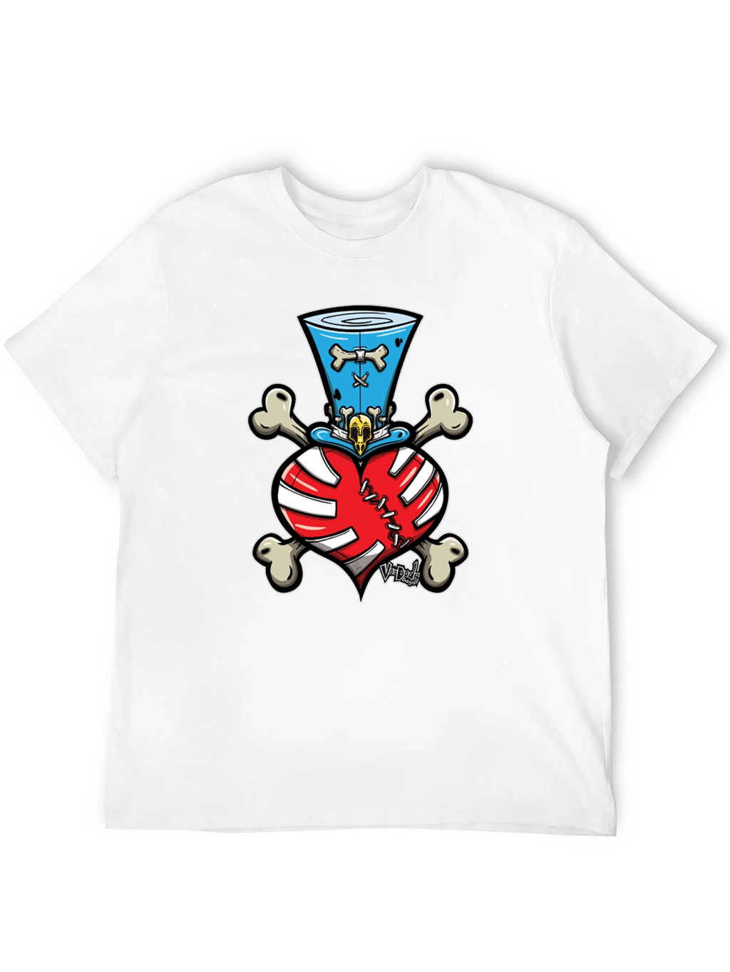 Skull Heart Bones Top Hat Tee