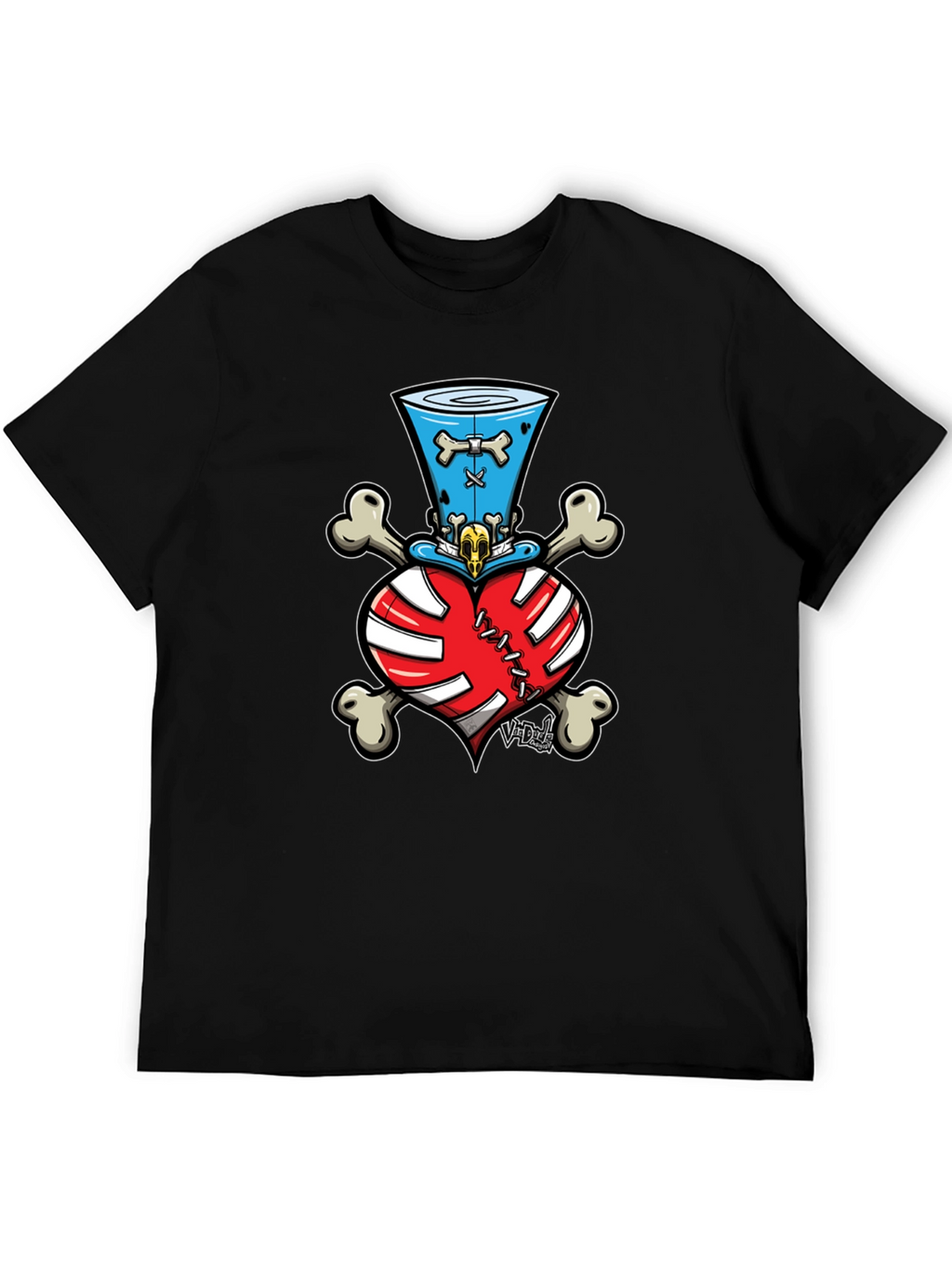 Skull Heart Bones Top Hat Tee