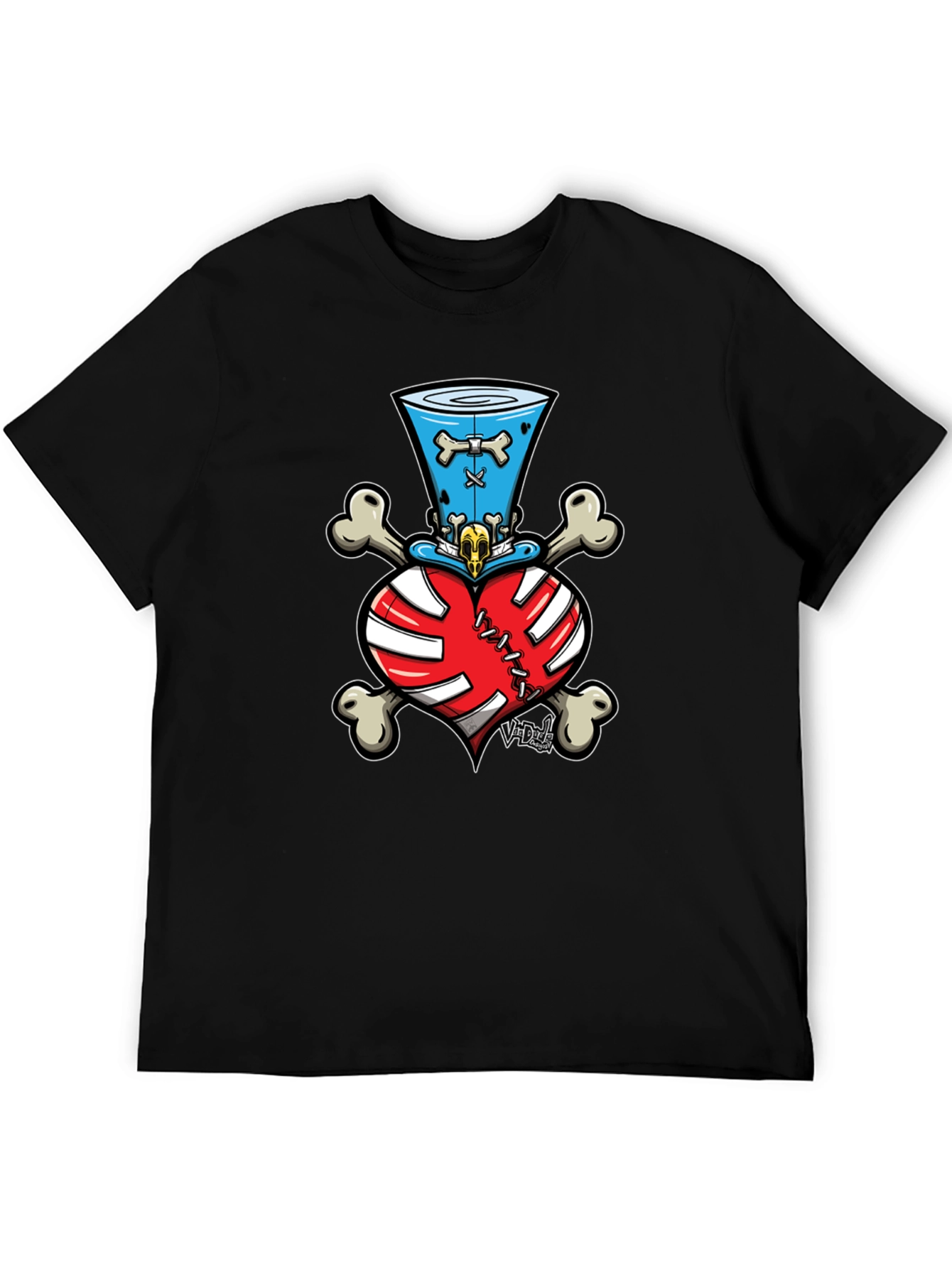 Skull Heart Bones Top Hat Tee