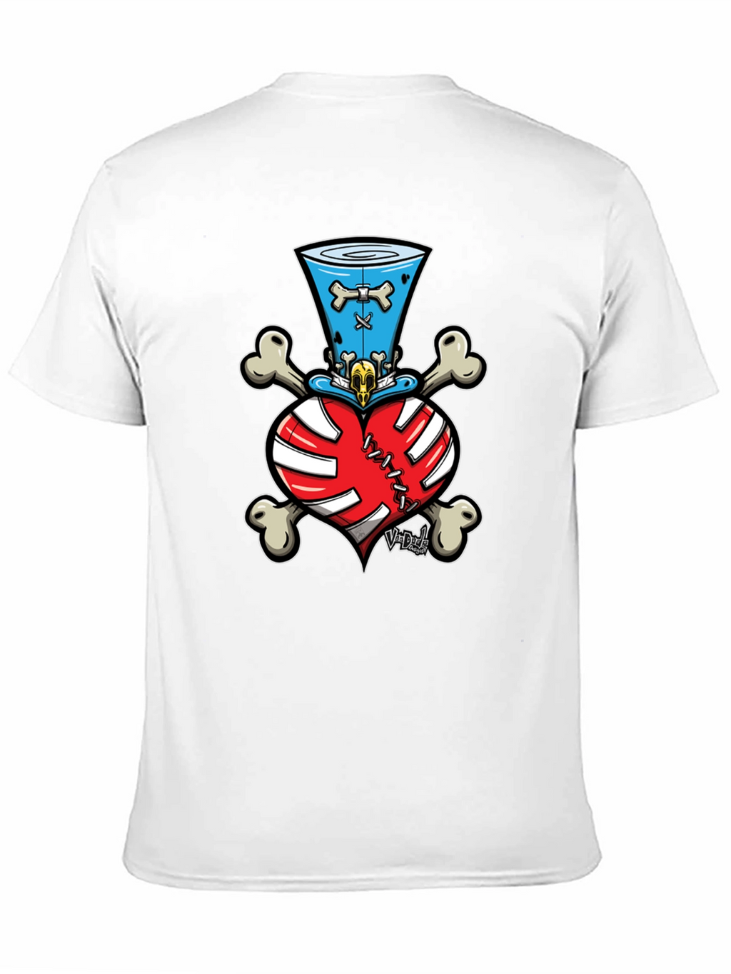 Skull Heart Bones Top Hat Tee