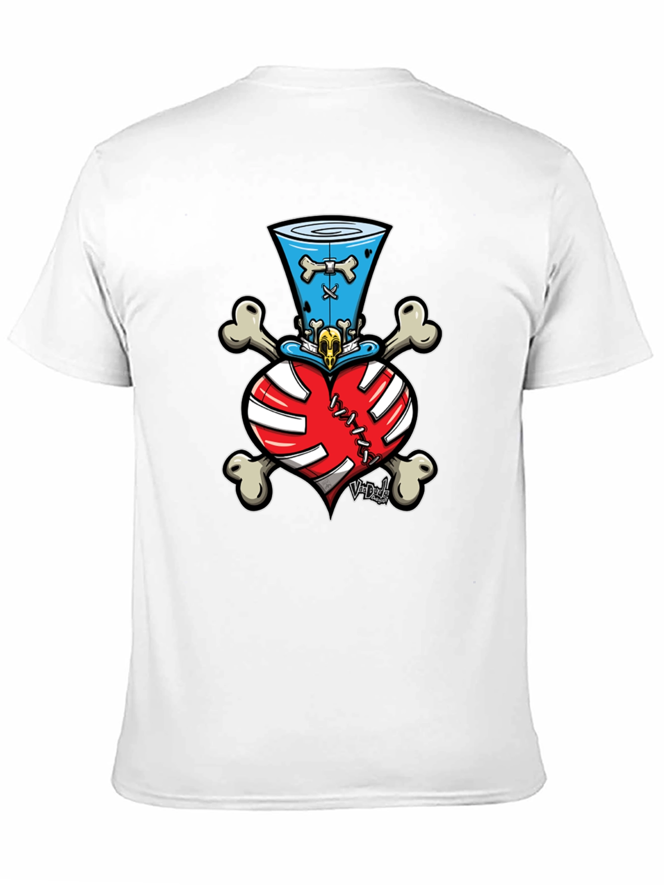 Skull Heart Bones Top Hat Tee