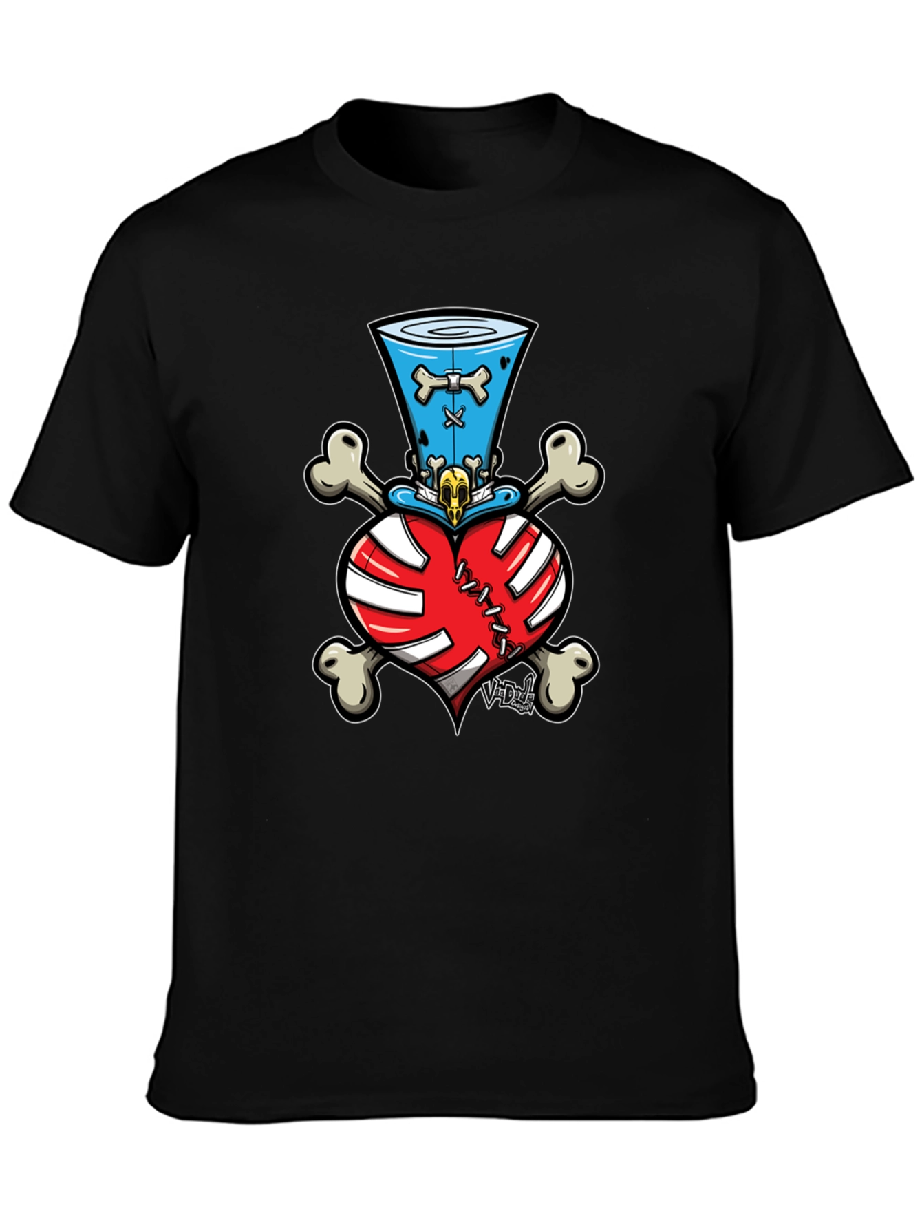Skull Heart Bones Top Hat Tee