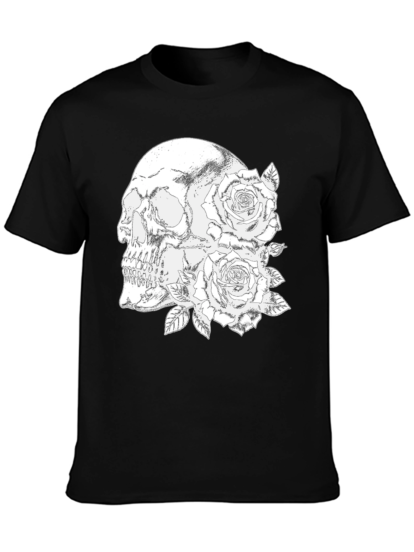 Skull & Roses Graphic Tee - Black