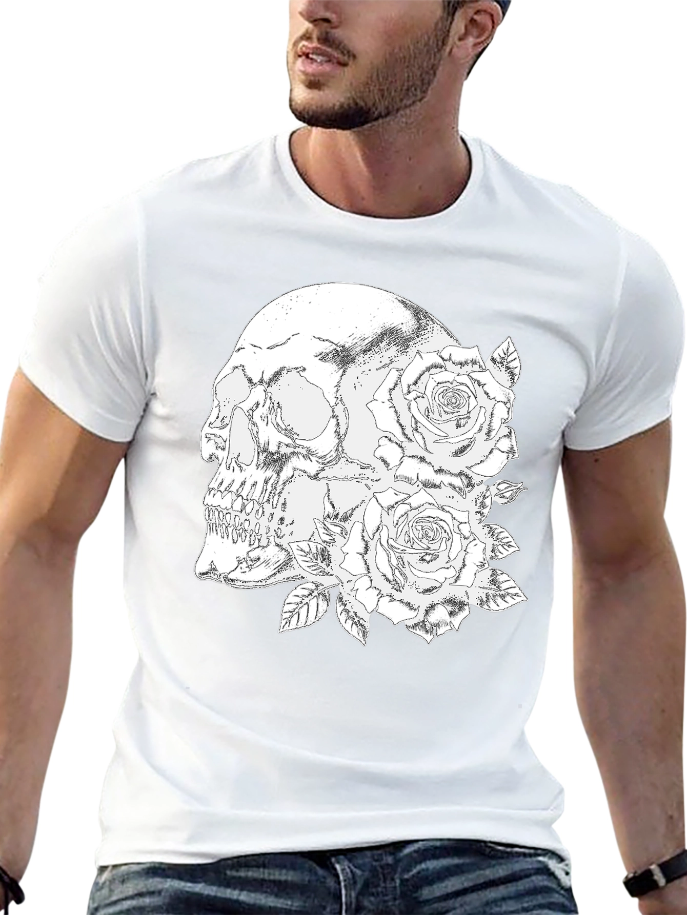 Skull & Roses Graphic Tee - Black