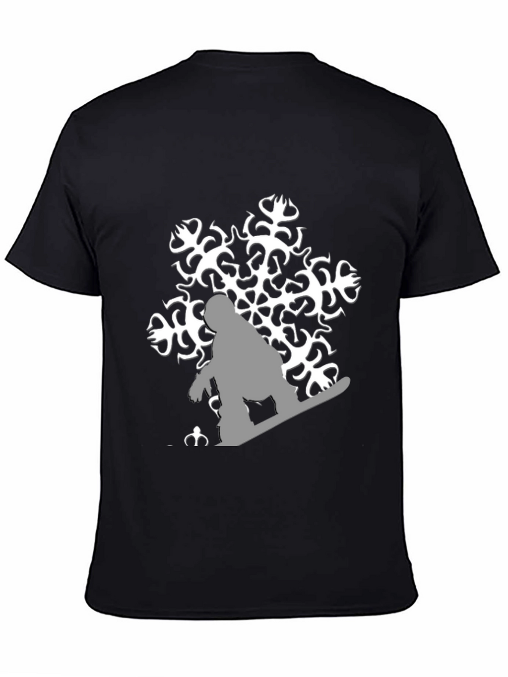 Snowflake Snowboarder Graphic Tee - Black Cotton Shirt