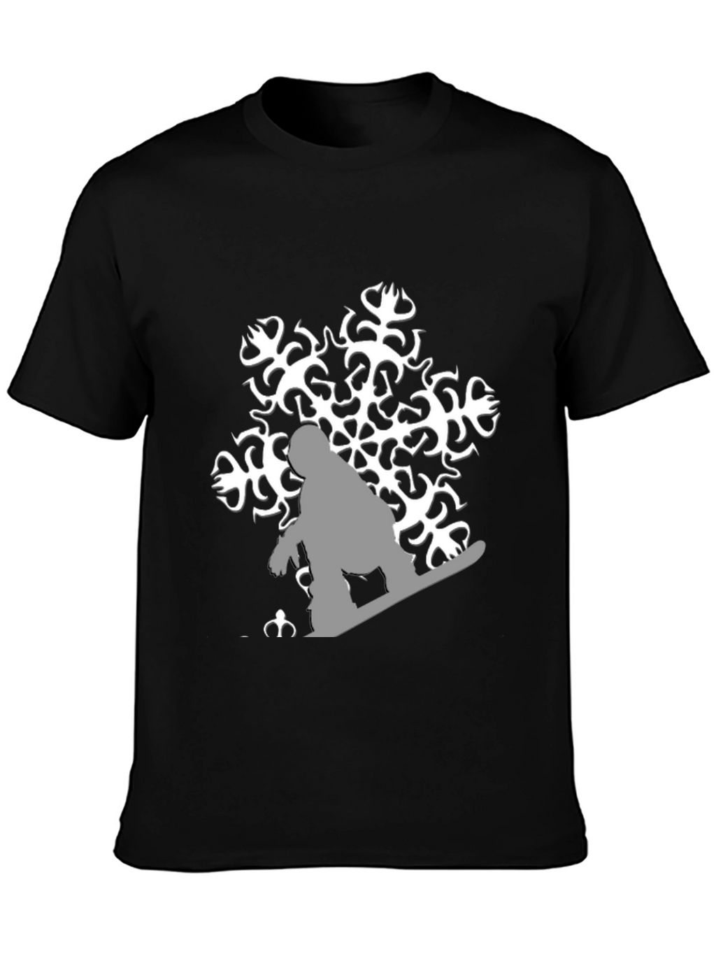 Snowflake Snowboarder Graphic Tee - Black Cotton Shirt