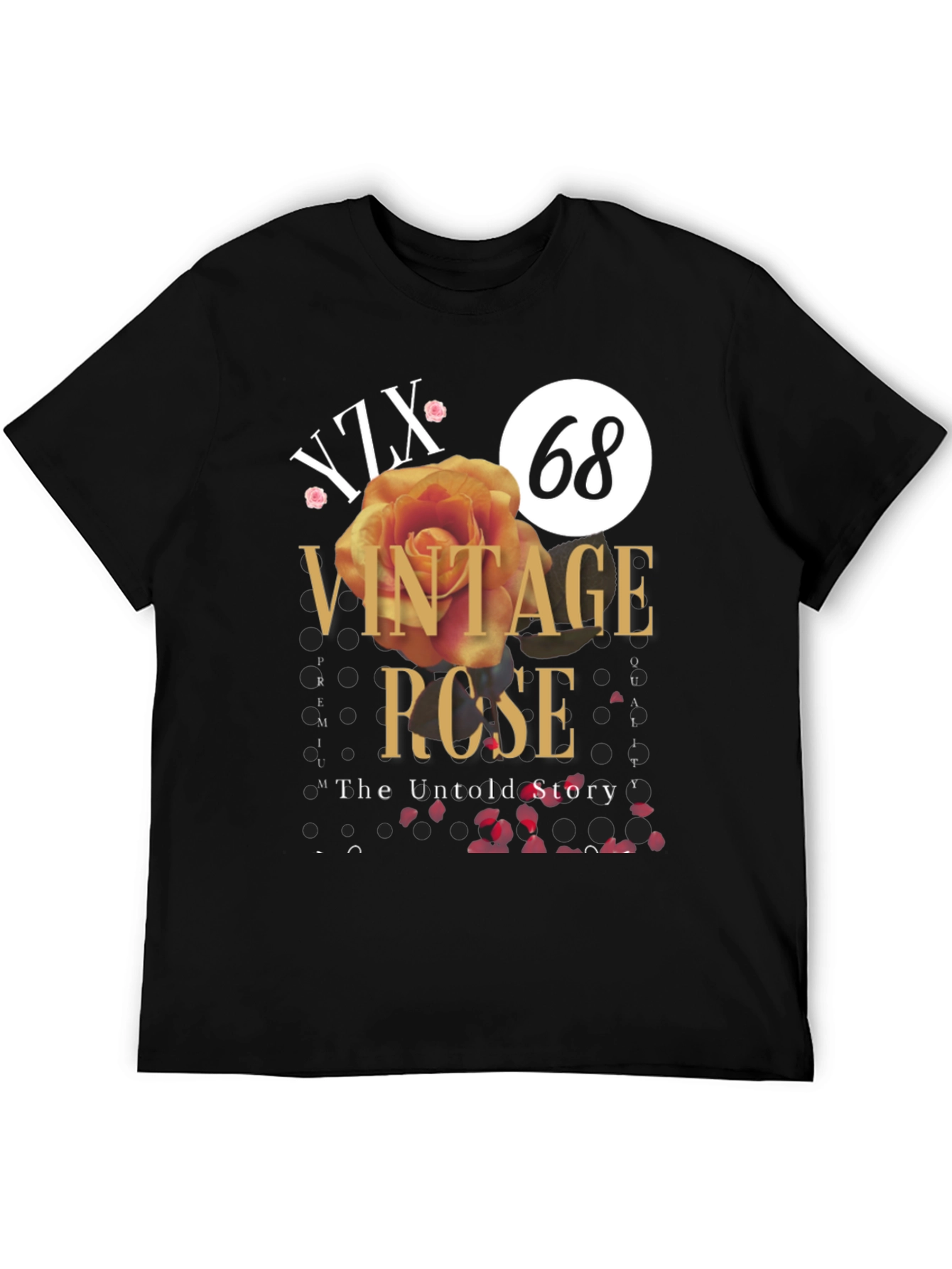 Vintage Rose Graphic Tee - Stylish Unisex Black T-Shirt