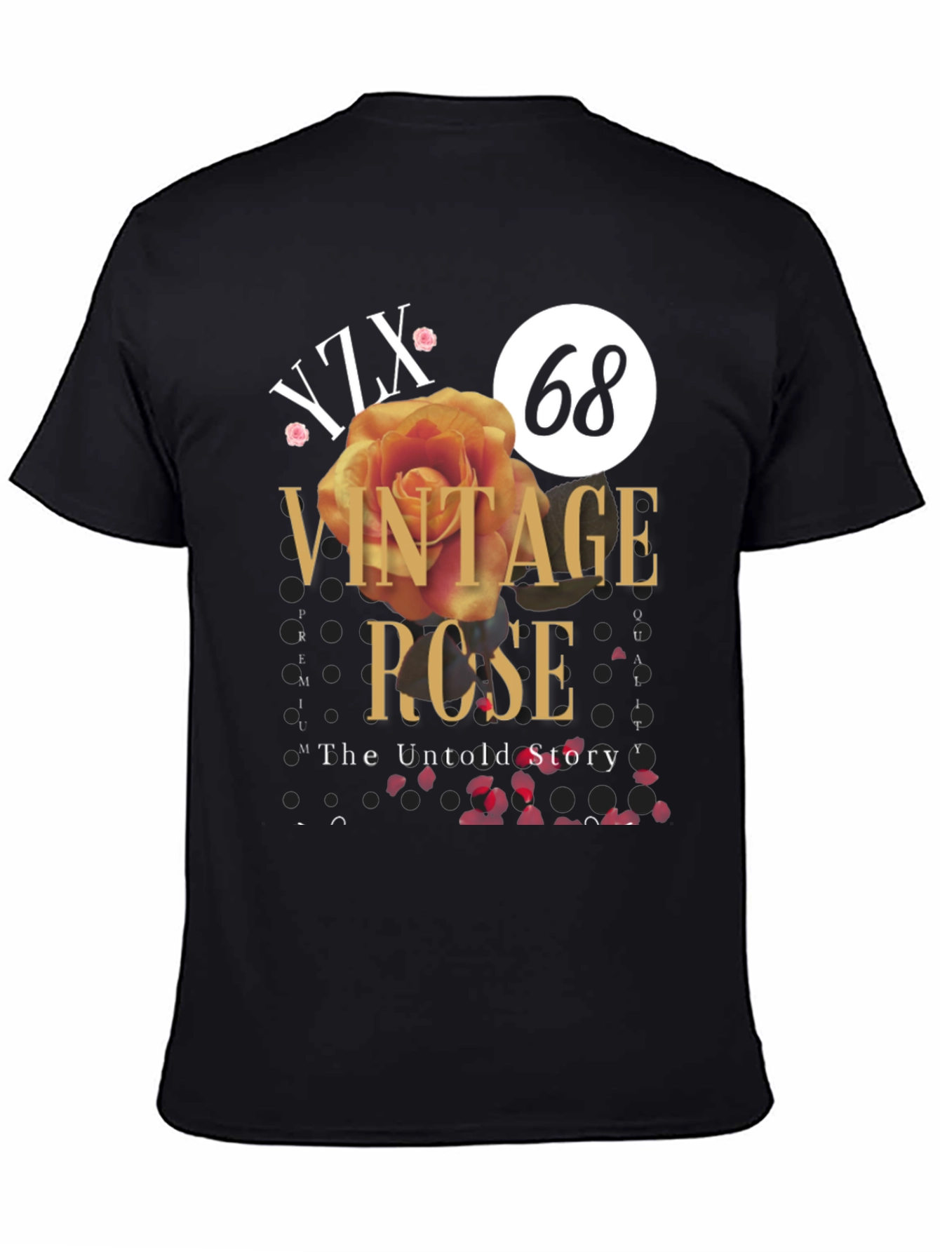 Vintage Rose Graphic Tee - Stylish Unisex Black T-Shirt