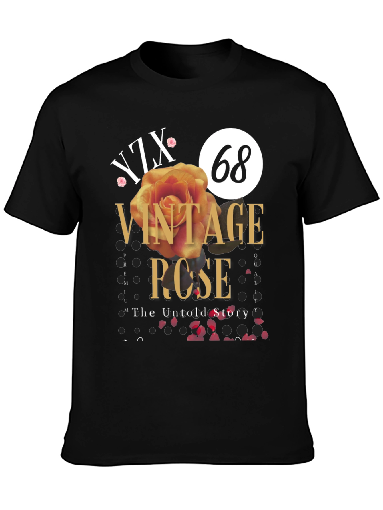 Vintage Rose Graphic Tee - Stylish Unisex Black T-Shirt