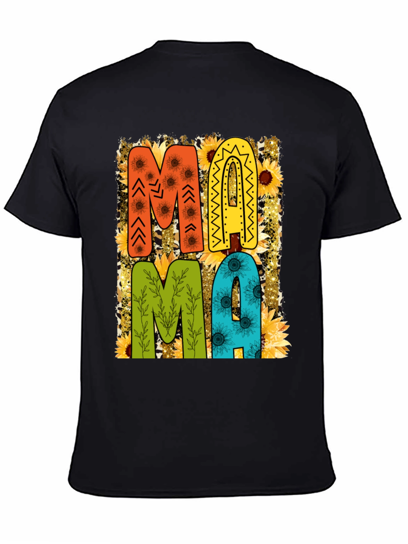 Colorful MAMA Sunflower Print T-Shirt