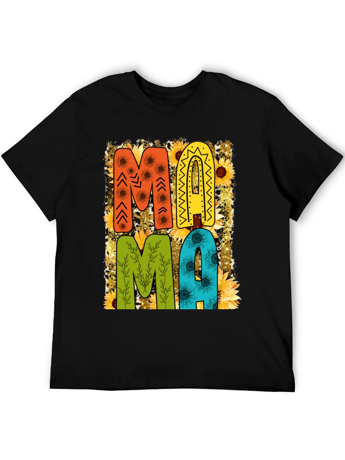 Colorful MAMA Sunflower Print T-Shirt