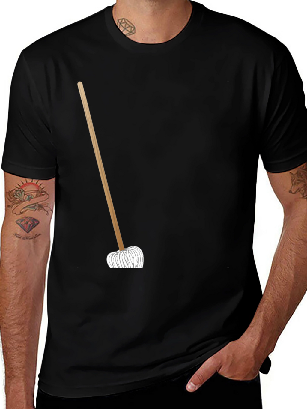 Novelty Mop Graphic T-Shirt - Black
