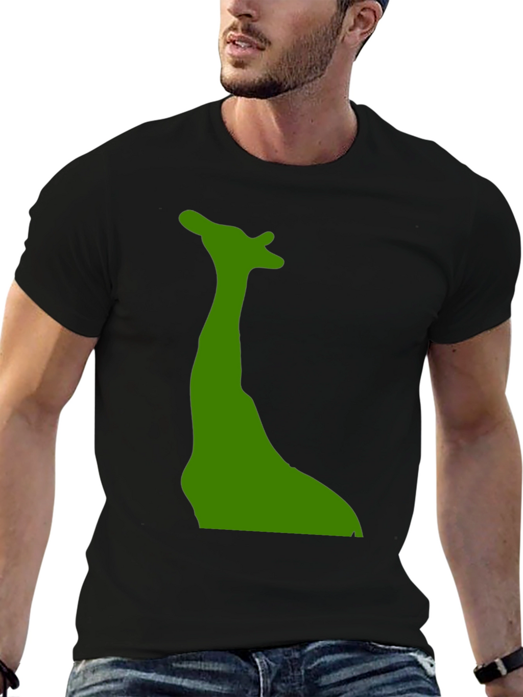 Giraffe Silhouette Black Tee - Unique Graphic Print