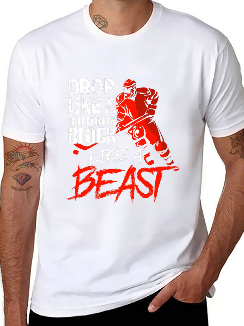 Hockey Goalie Graphic T-Shirt - Drop Like a Butterfly