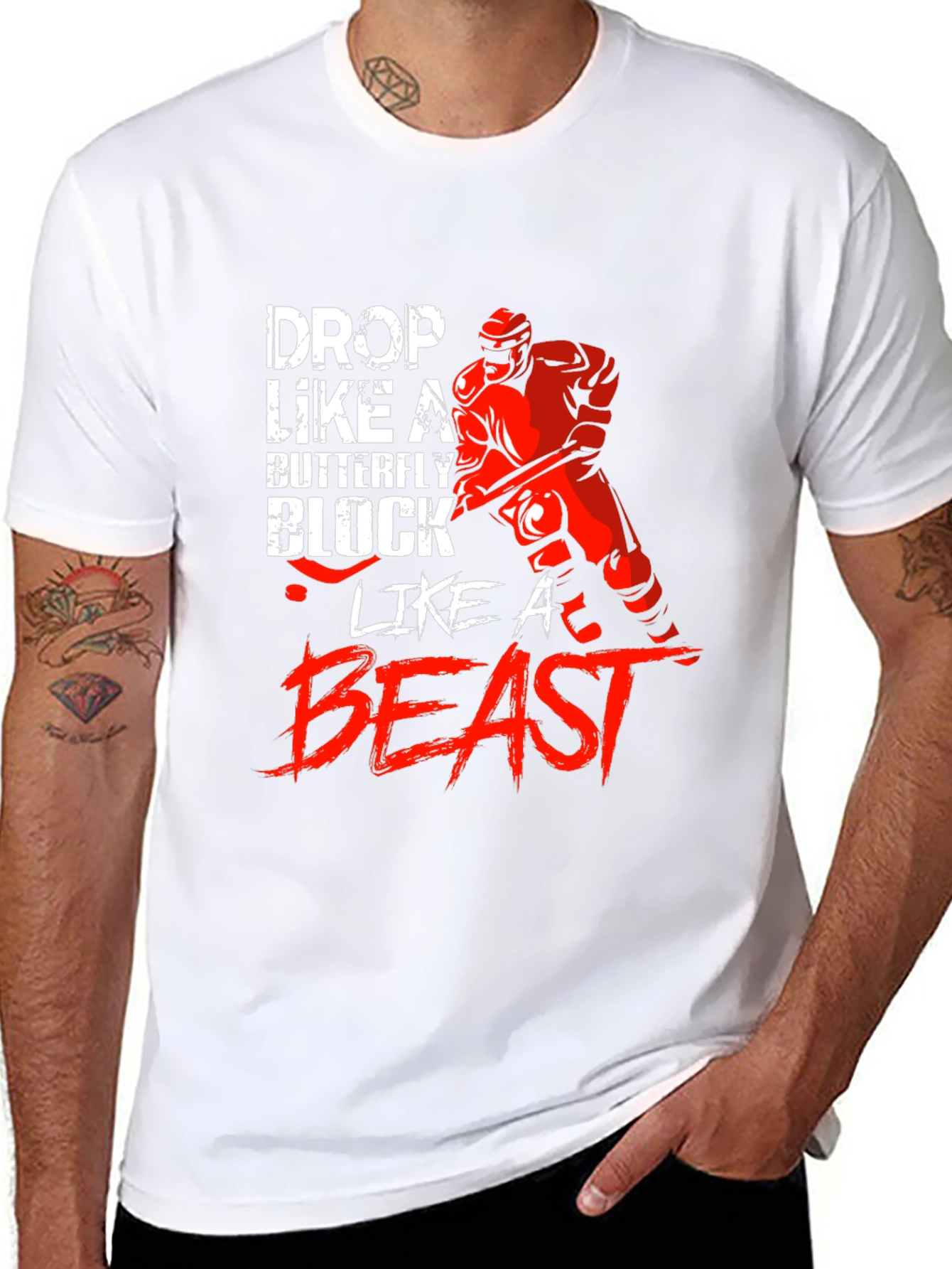 Hockey Goalie Graphic T-Shirt - Drop Like a Butterfly