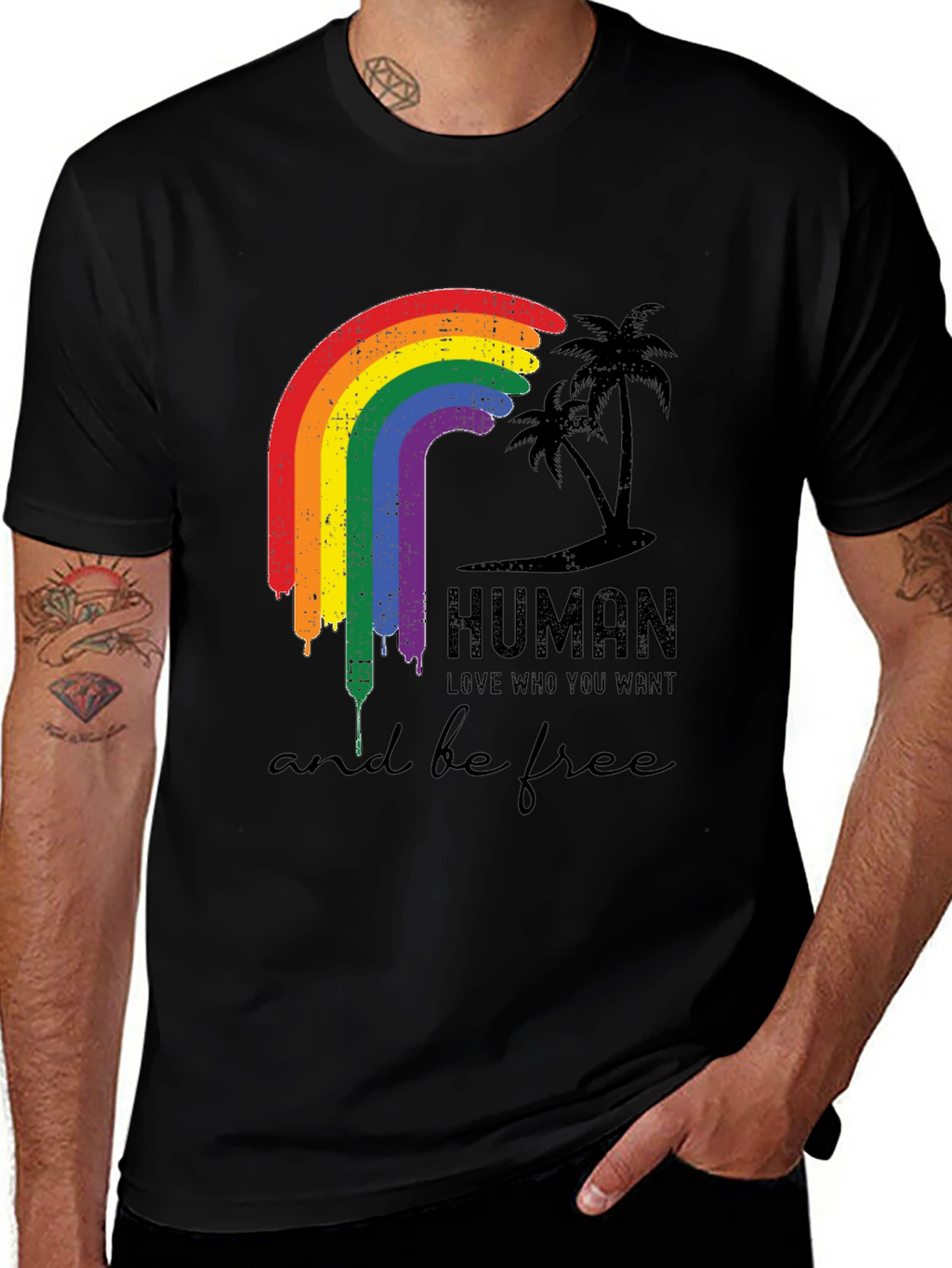 Human Pride LGBTQ Rainbow Graphic T-Shirt