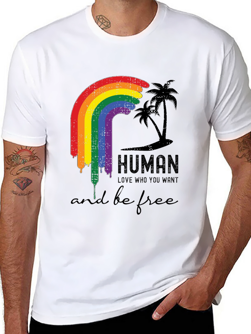 Human Pride LGBTQ Rainbow Graphic T-Shirt