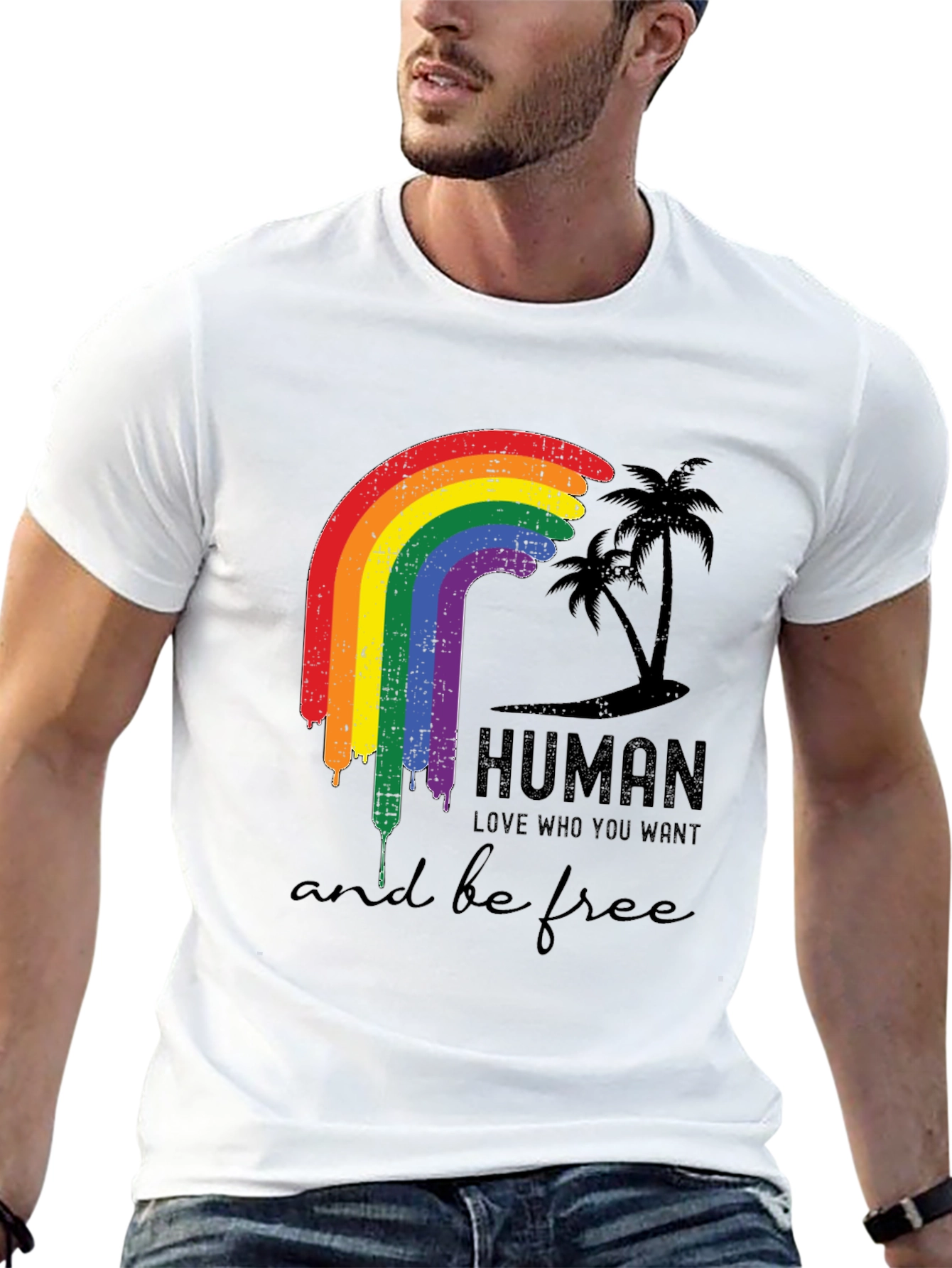 Human Pride LGBTQ Rainbow Graphic T-Shirt