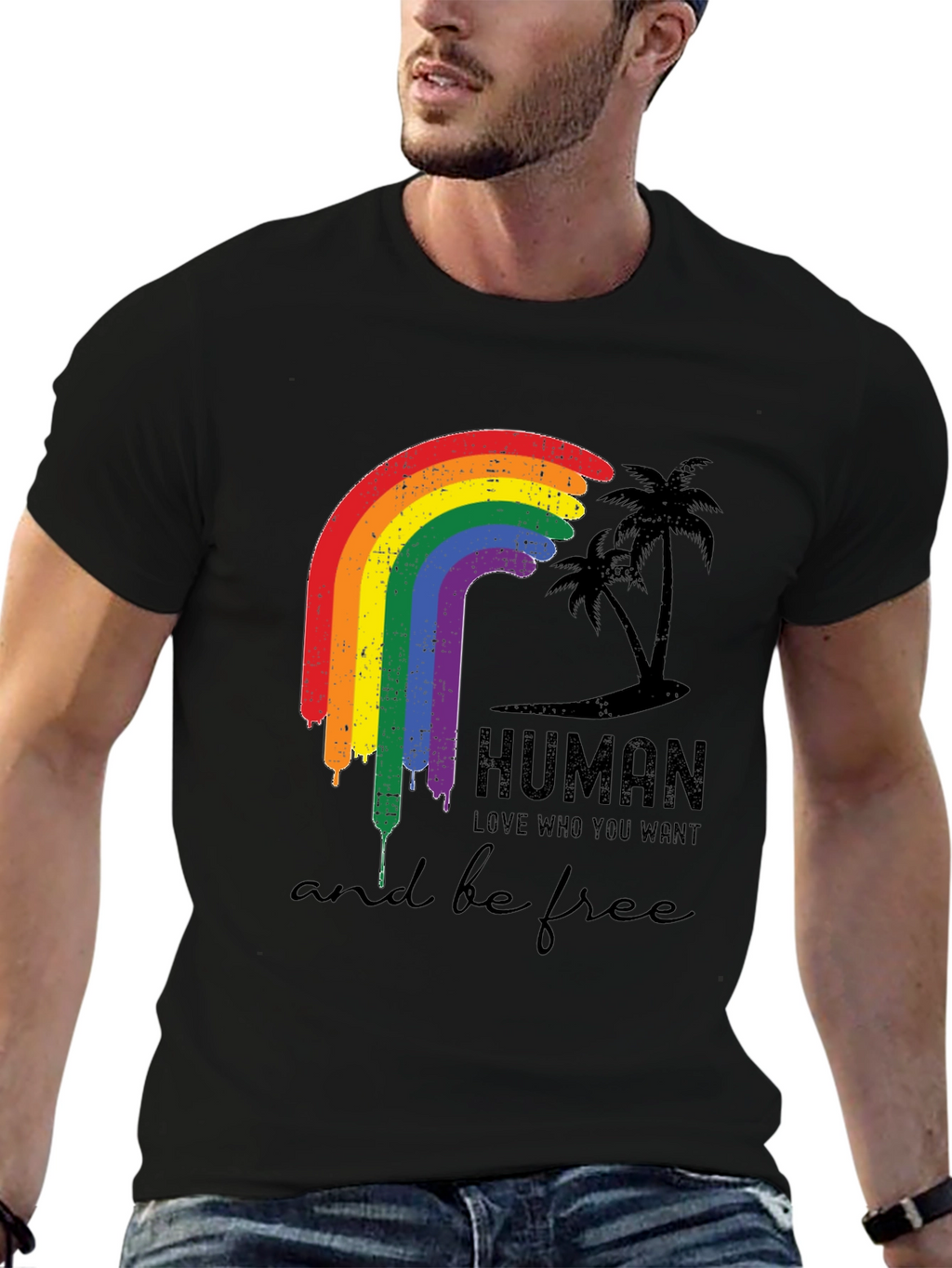 Human Pride LGBTQ Rainbow Graphic T-Shirt