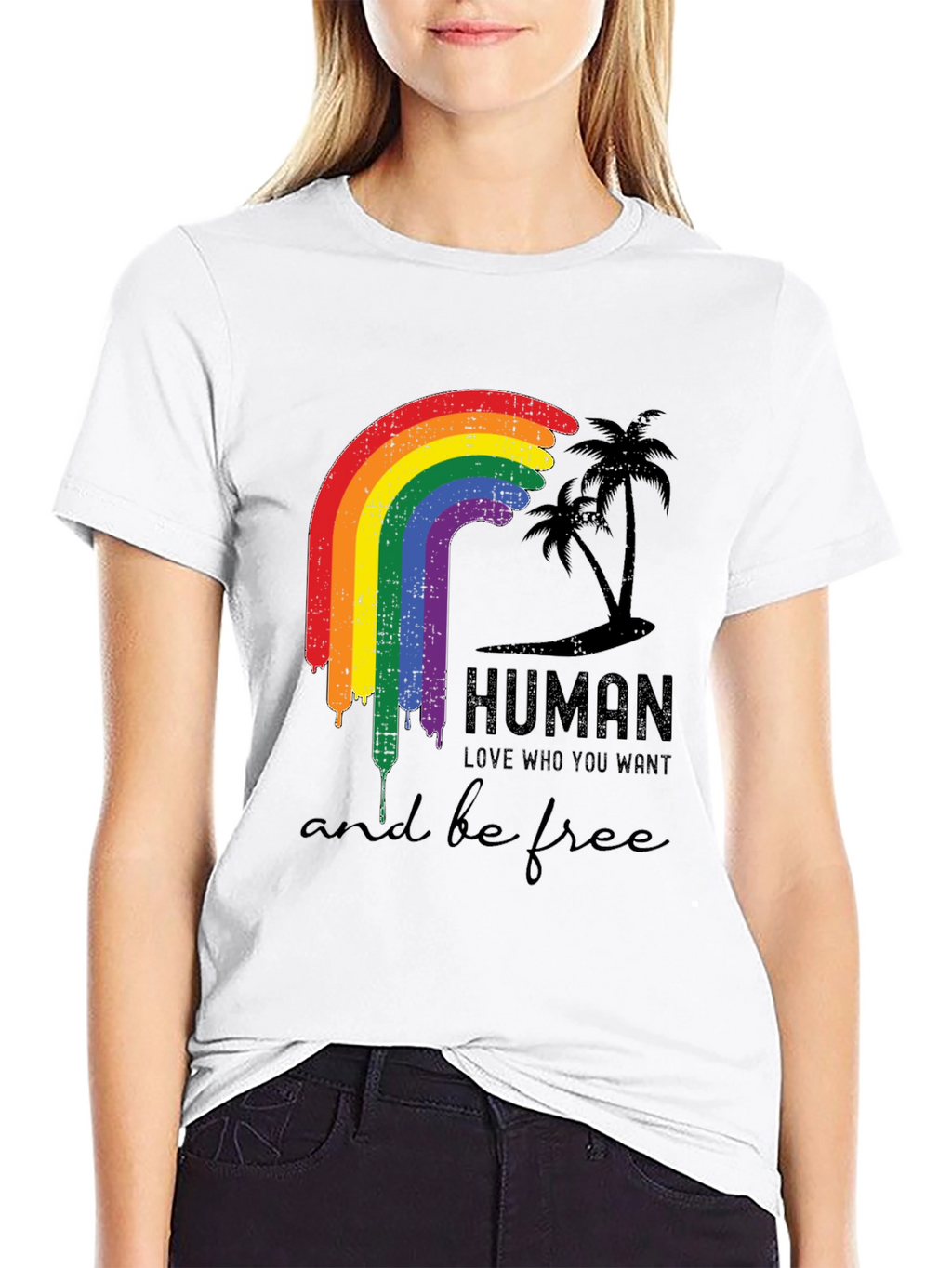 Human Pride LGBTQ Rainbow Graphic T-Shirt