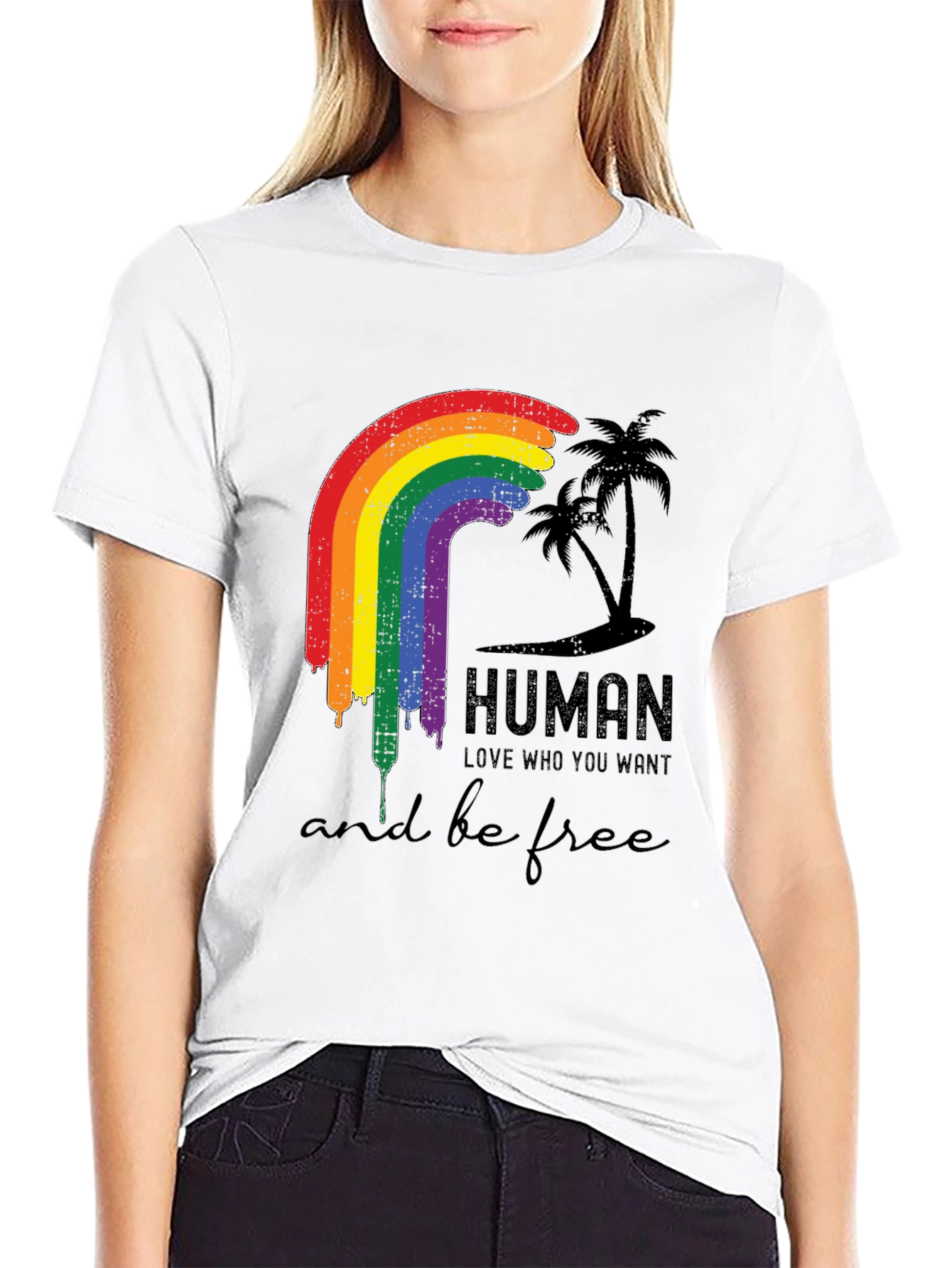 Human Pride LGBTQ Rainbow Graphic T-Shirt