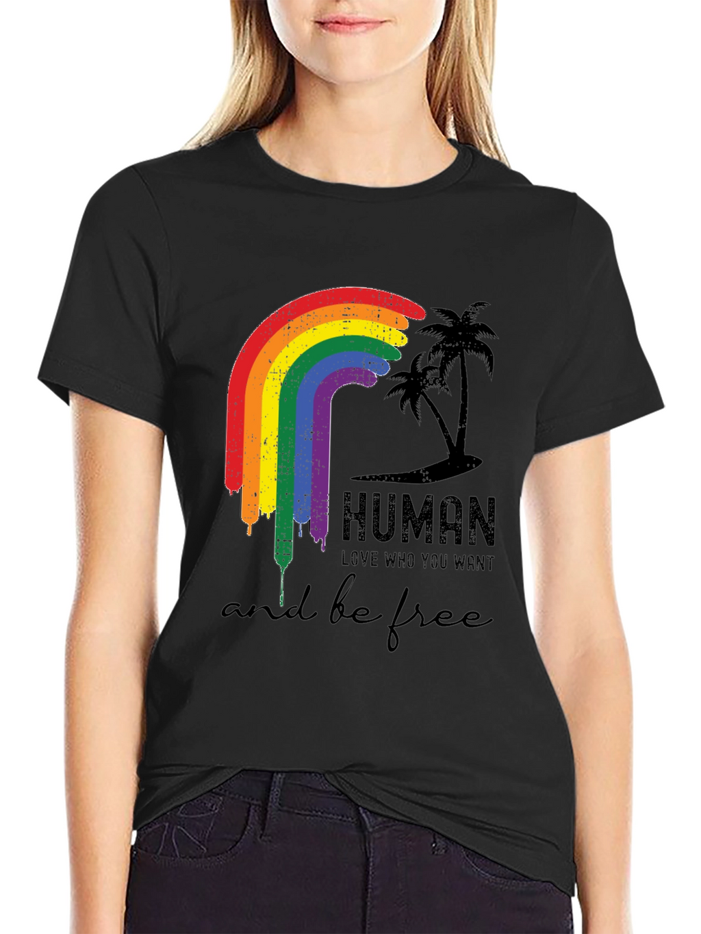 Human Pride LGBTQ Rainbow Graphic T-Shirt